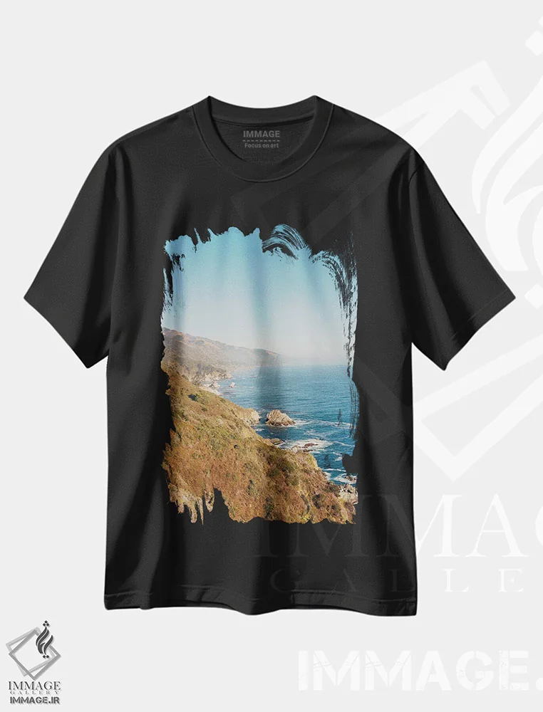 تیشرت مشکی طرح دار بیگ سور شماره چهار روی فیلم، مدیوم اثر بثانی یانگ | فروشگاه ایماژ