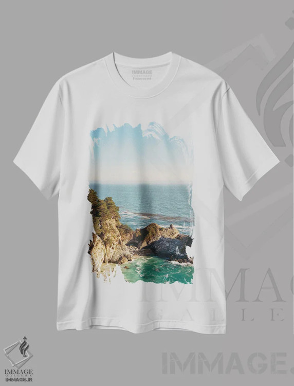 تیشرت سفید طرح دار بیگ سور شماره دو روی فیلم، مدیوم اثر بثانی یانگ | فروشگاه ایماژ