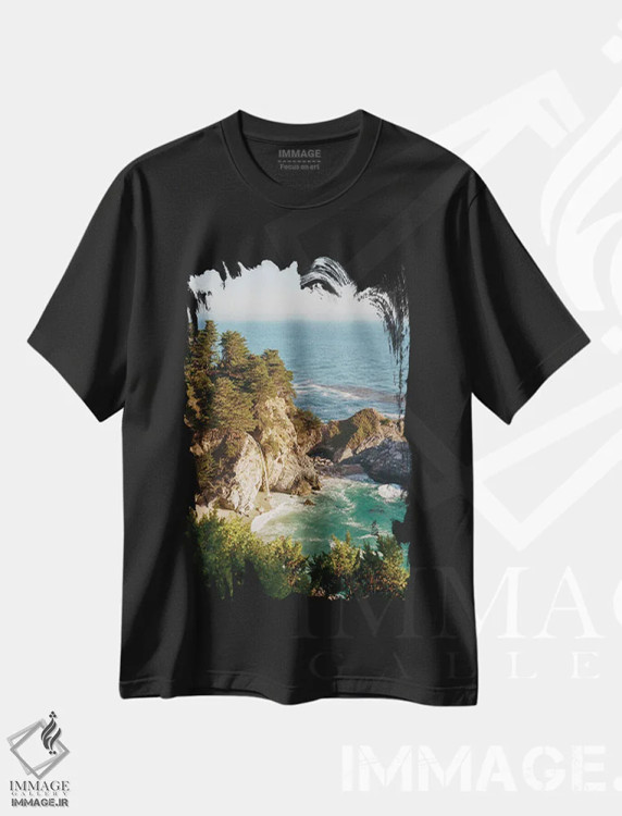 تیشرت مشکی طرح دار بیگ سور روی فیلم، مدیوم اثر بثانی یانگ | فروشگاه ایماژ