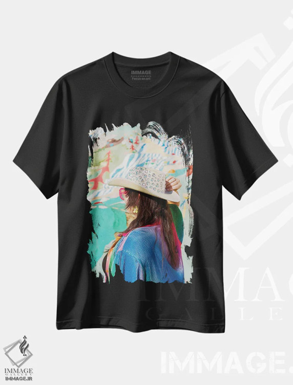 تیشرت مشکی طرح دار دختر گاوچران صحرا، مدیوم اثر بثانی یانگ | immage.ir