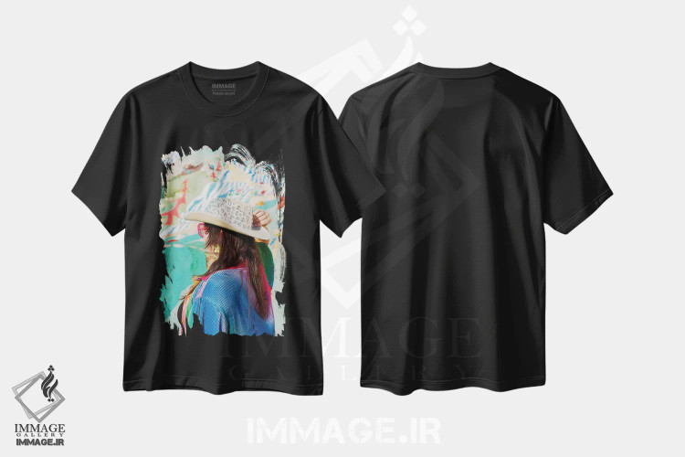 تیشرت مشکی طرح دار دختر گاوچران صحرا، مدیوم اثر بثانی یانگ | immage.ir