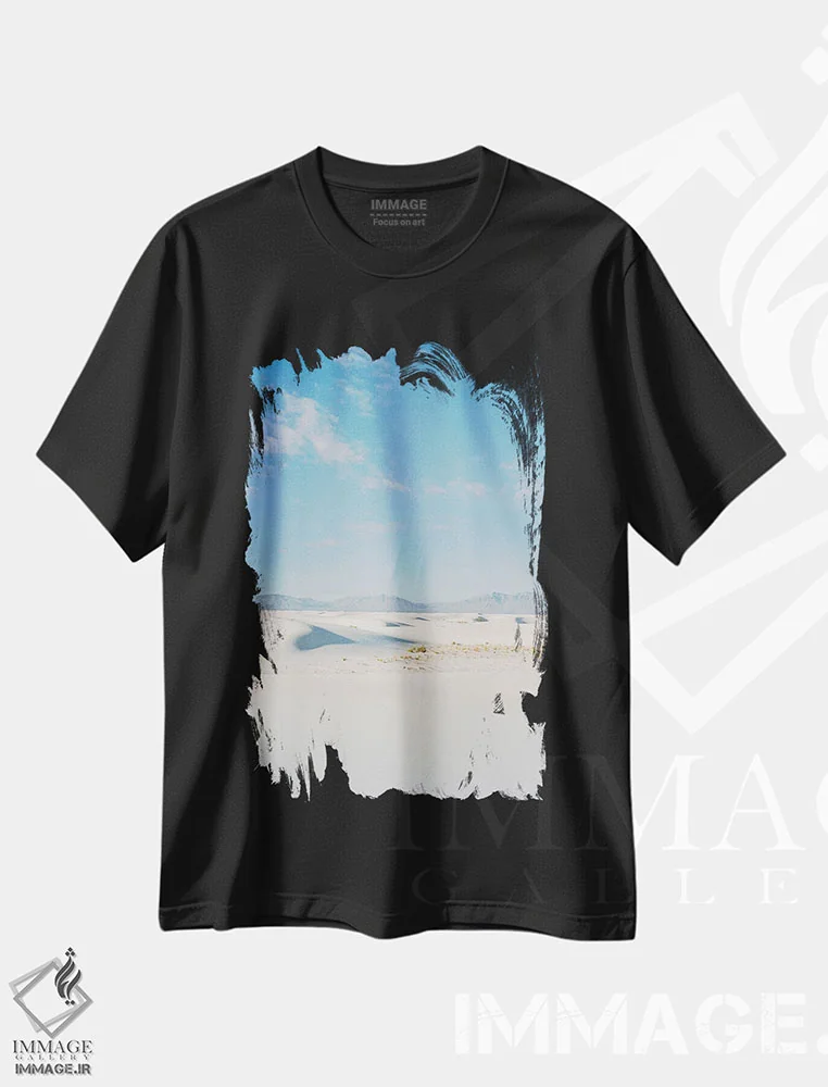 تیشرت مشکی طرح دار تپه های شنی سفید نیومکزیکو شماره سه، مدیوم اثر بثانی یانگ | فروشگاه ایماژ