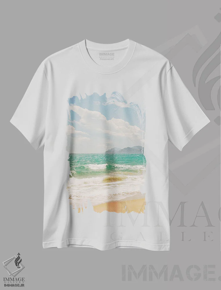 تیشرت سفید طرح دار کن فرانسه روی فیلم، مدیوم اثر بثانی یانگ | فروشگاه ایماژ