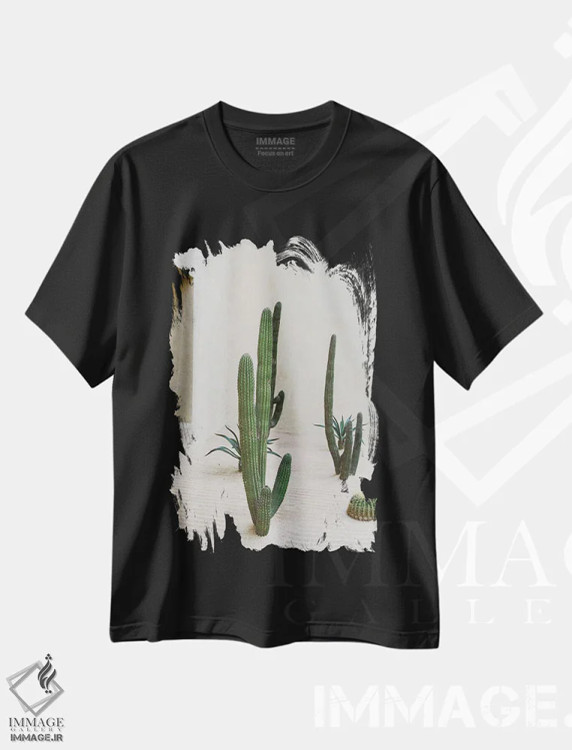 تیشرت مشکی طرح دار کاکتوس کابو شماره شش، مدیوم اثر بثانی یانگ | immage.ir