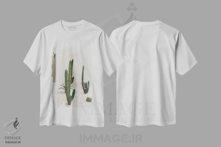 تیشرت سفید طرح دار کاکتوس کابو شماره شش، مدیوم اثر بثانی یانگ | فروشگاه ایماژ