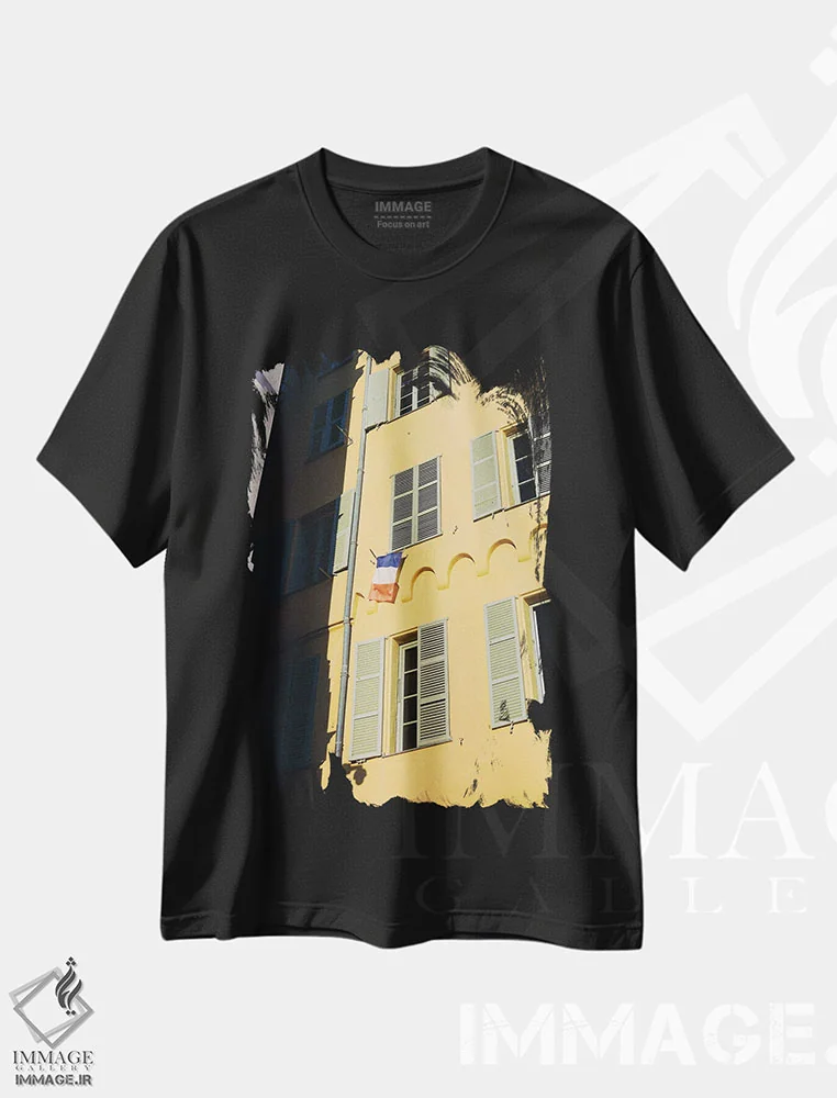 تیشرت مشکی طرح دار نیس فرانسه شماره هجده، مدیوم اثر بثانی یانگ | immage.ir