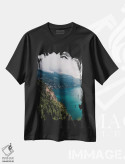 تیشرت مشکی طرح دار جاده ساحلی آمالفی شماره پنج، مدیوم اثر بثانی یانگ | immage.ir