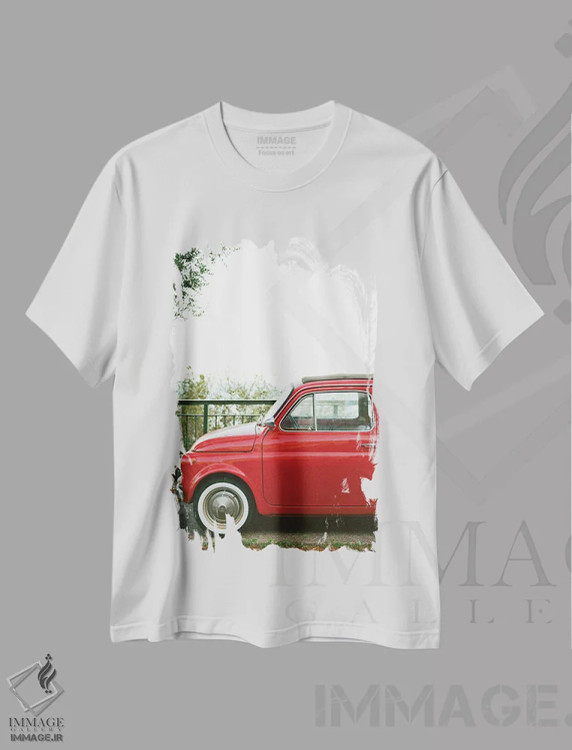 تیشرت سفید طرح دار رانندگی ساحل آمالفی شماره دو روی فیلم، مدیوم اثر بثانی یانگ | فروشگاه ایماژ