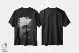 تیشرت مشکی طرح دار ساحل آمالفی شماره دو، عکاسی سیاه و سفید اثر بثانی یانگ | فروشگاه ایماژ