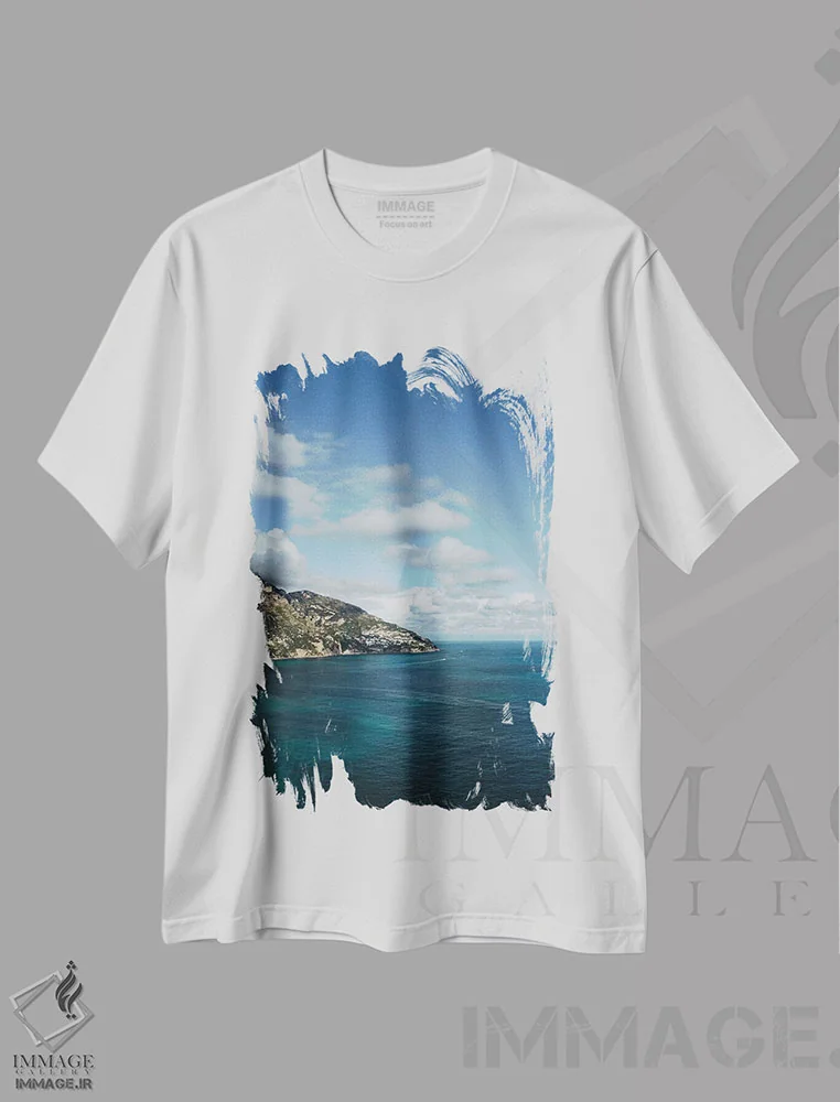 تیشرت سفید طرح دار ساحل آمالفی شماره نه، مدیوم اثر بثانی یانگ | immage.ir