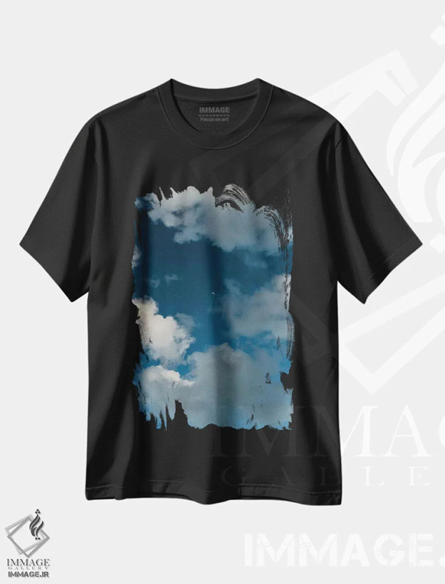 تیشرت مشکی طرح دار ماه ساحل آمالفی، مدیوم اثر بثانی یانگ | فروشگاه ایماژ