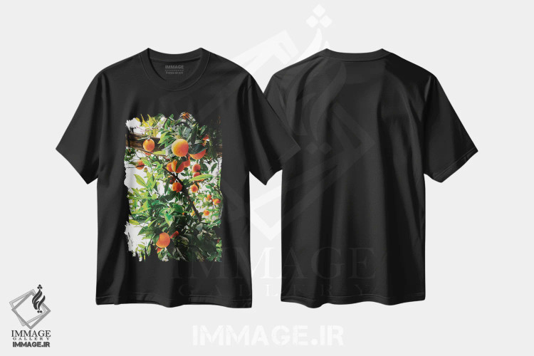 تیشرت مشکی طرح دار پرتقال های ساحل آمالفی شماره دو، مدیوم اثر بثانی یانگ | immage.ir