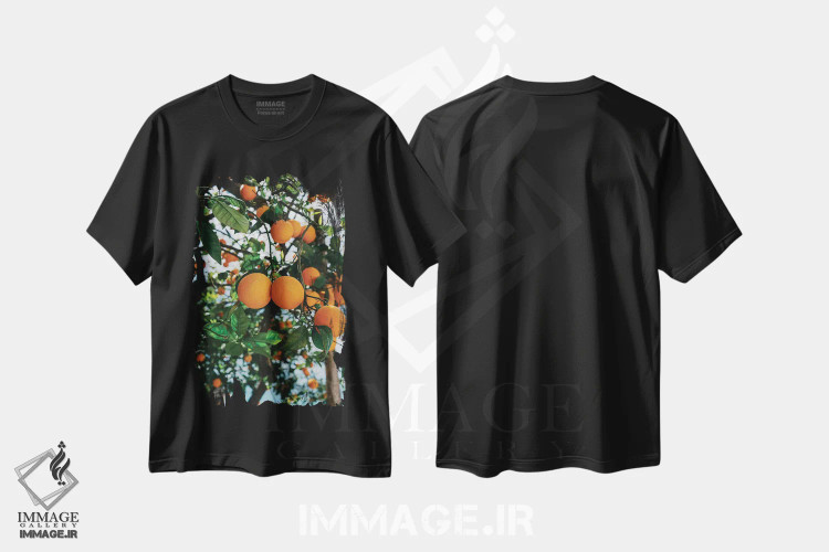 تیشرت مشکی طرح دار پرتقال های ساحل آمالفی شماره سه، مدیوم اثر بثانی یانگ | immage.ir