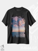 تیشرت مشکی طرح دار غروب ساحل آمالفی شماره پنج، مدیوم اثر بثانی یانگ | فروشگاه ایماژ