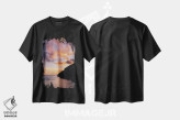 تیشرت مشکی طرح دار غروب ساحل آمالفی شماره یک، مدیوم اثر بثانی یانگ | فروشگاه ایماژ