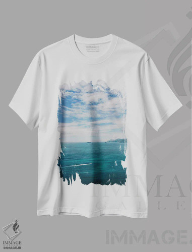 تیشرت سفید طرح دار ساحل آمالفی شماره هشت، مدیوم اثر بثانی یانگ | فروشگاه ایماژ