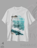 تیشرت سفید طرح دار آب ساحل آمالفی شماره چهارده، مدیوم اثر بثانی یانگ | فروشگاه ایماژ