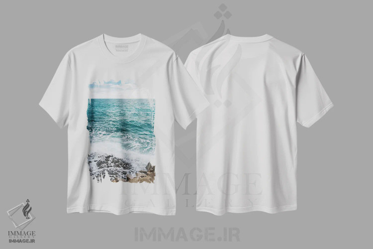 تیشرت سفید طرح دار آب ساحل آمالفی شماره شش، مدیوم اثر بثانی یانگ | immage.ir