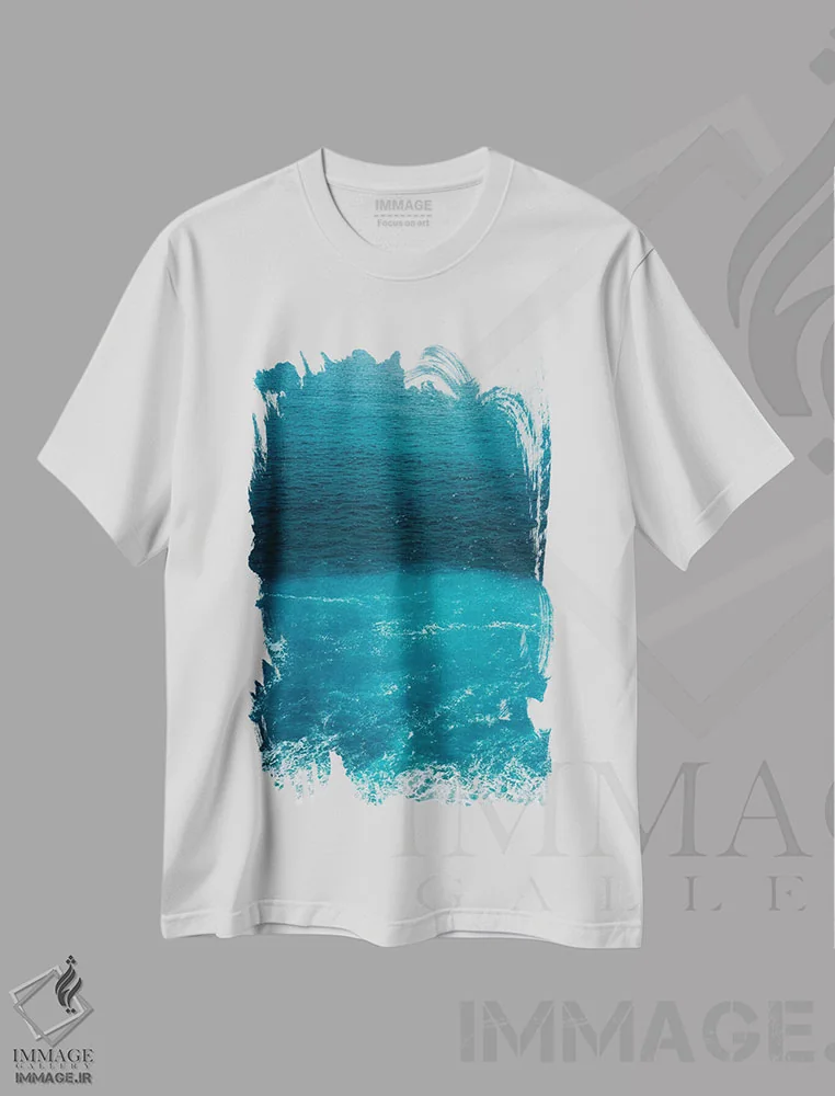 تیشرت سفید طرح دار آب ساحل آمالفی، مدیوم اثر بثانی یانگ | فروشگاه ایماژ