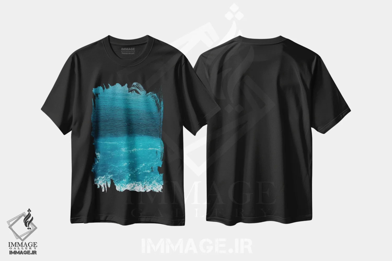 تیشرت مشکی طرح دار آب ساحل آمالفی، مدیوم اثر بثانی یانگ | immage.ir