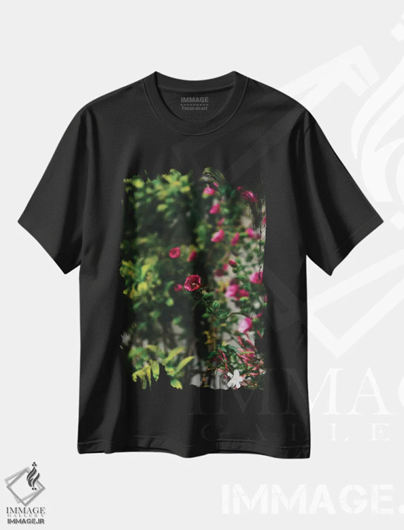 تیشرت مشکی طرح دار شکوفه های پوزیتانو شماره چهار، مدیوم اثر بثانی یانگ | فروشگاه ایماژ