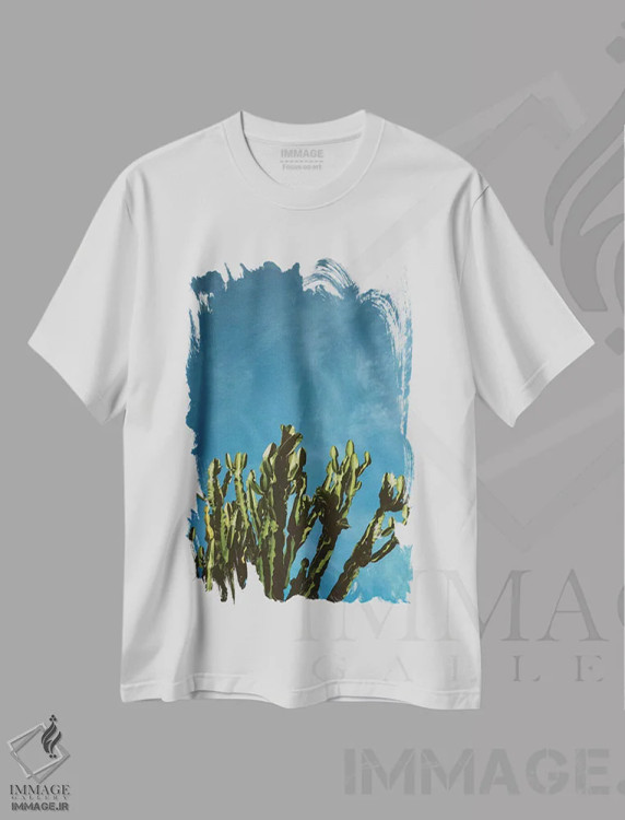 تیشرت سفید طرح دار آسمان کاکتوس، مدیوم اثر بثانی یانگ | فروشگاه ایماژ
