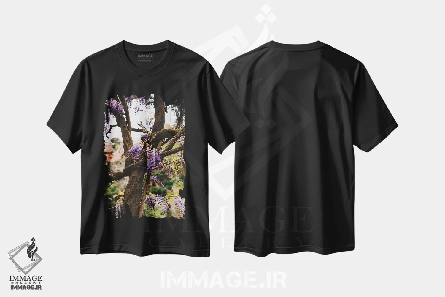 تیشرت مشکی طرح دار شکوفه های پوزیتانو شماره شش، مدیوم اثر بثانی یانگ | immage.ir
