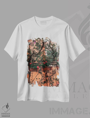 تیشرت سفید طرح دار شکوفه های پوزیتانو شماره یازده، مدیوم اثر بثانی یانگ | فروشگاه ایماژ