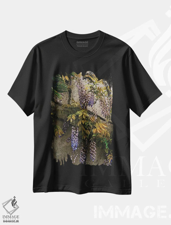 تیشرت مشکی طرح دار شکوفه های پوزیتانو شماره هشت، مدیوم اثر بثانی یانگ | immage.ir