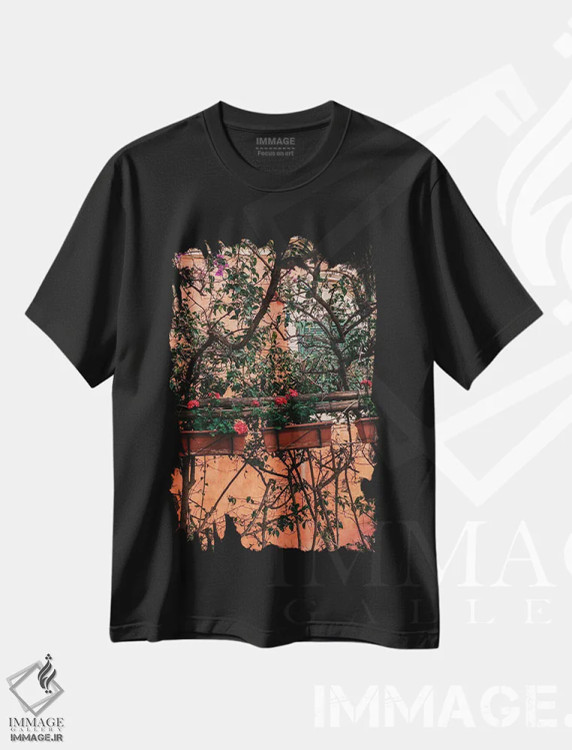 تیشرت مشکی طرح دار شکوفه های پوزیتانو شماره یازده، مدیوم اثر بثانی یانگ | immage.ir