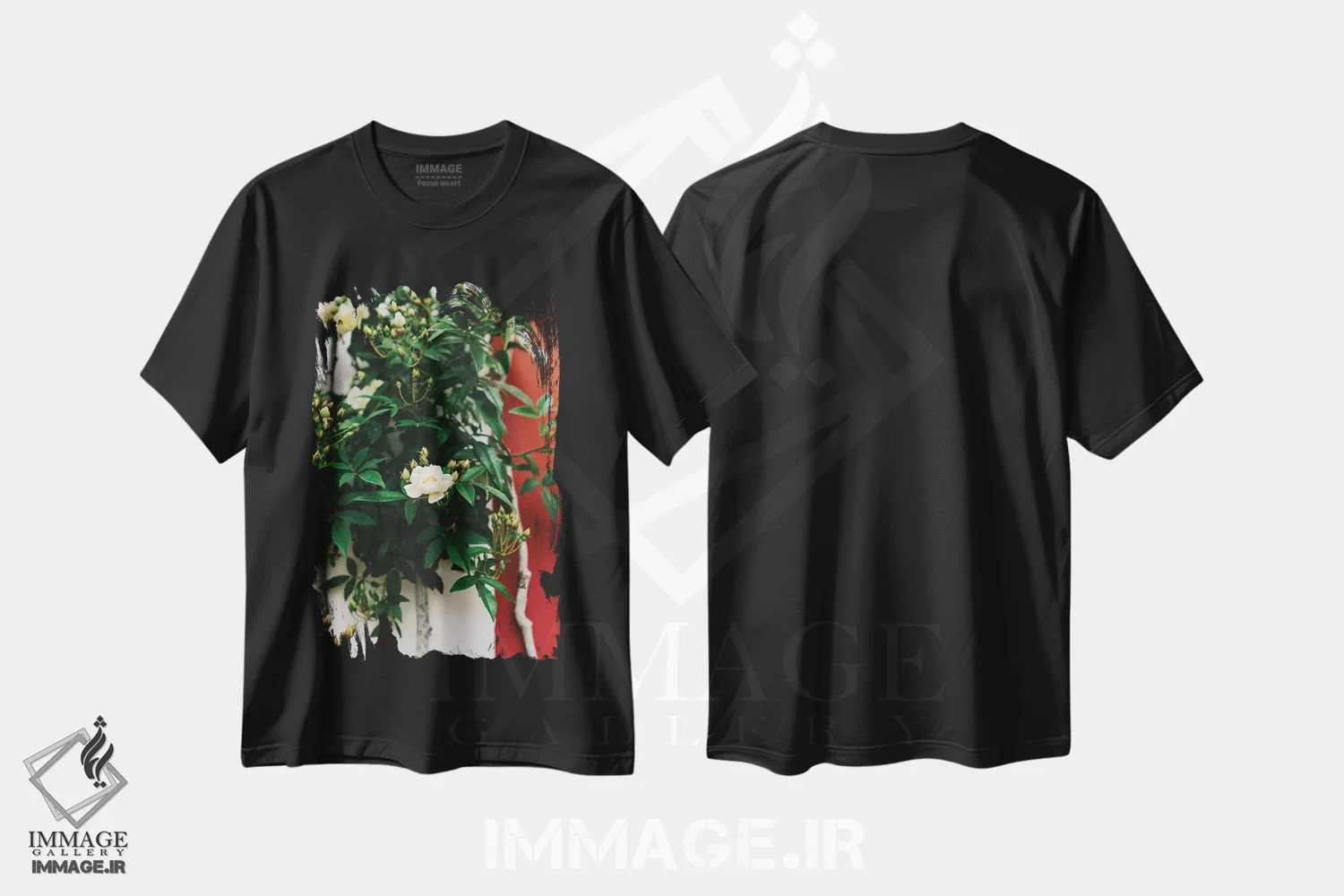 تیشرت مشکی طرح دار شکوفه های پوزیتانو شماره یک، مدیوم اثر بثانی یانگ | فروشگاه ایماژ