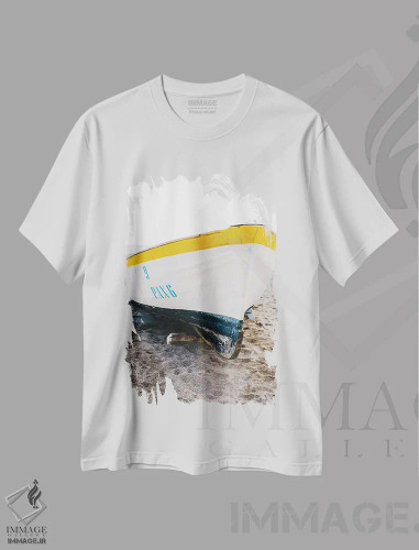 تیشرت سفید طرح دار قایق پوزیتانو، مدیوم اثر بثانی یانگ | فروشگاه ایماژ