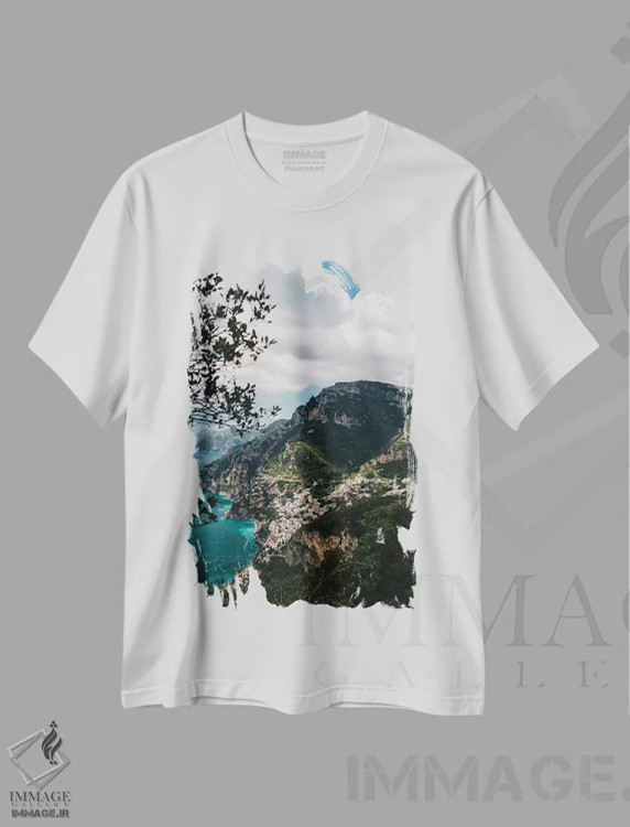 تیشرت سفید طرح دار پوزیتانو، مدیوم اثر بثانی یانگ | immage.ir