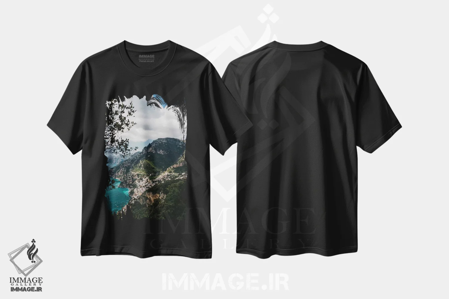 تیشرت مشکی طرح دار پوزیتانو، مدیوم اثر بثانی یانگ | فروشگاه ایماژ