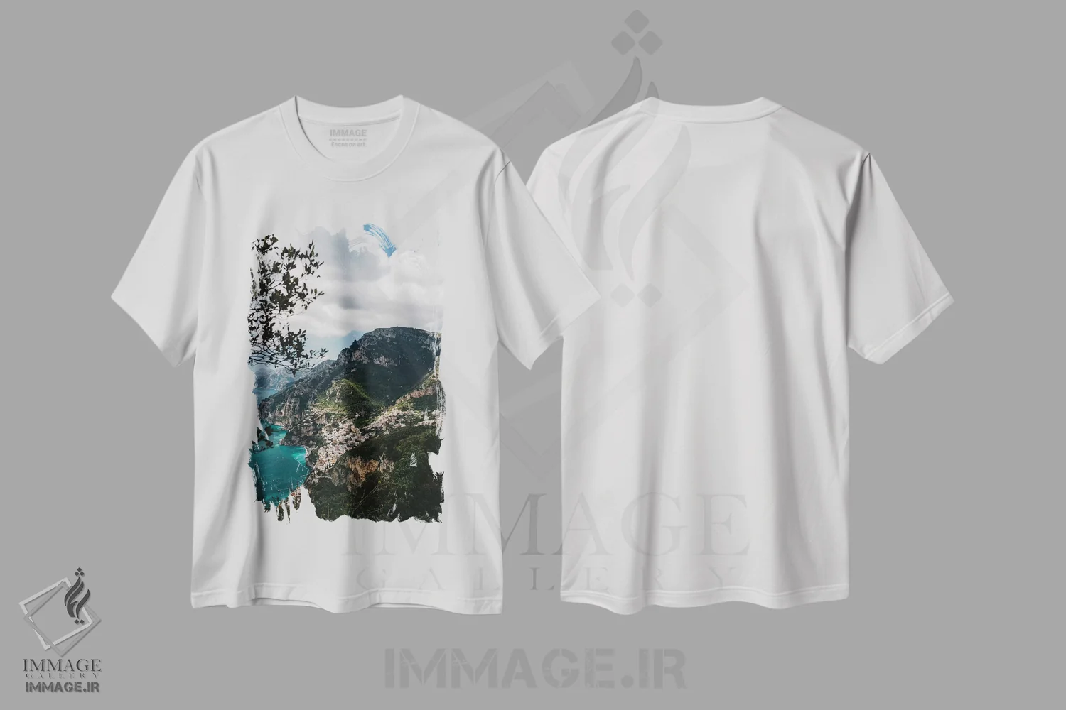 تیشرت سفید طرح دار پوزیتانو، مدیوم اثر بثانی یانگ | immage.ir