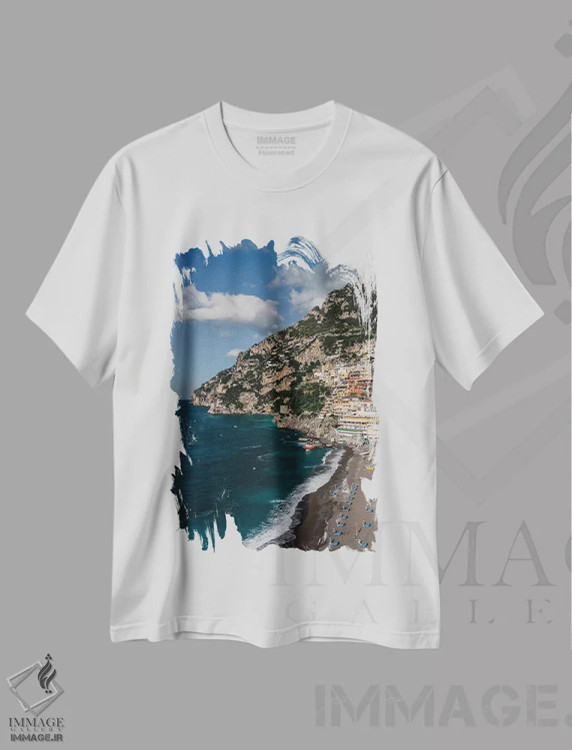 تیشرت سفید طرح دار صبح پوزیتانو سه، مدیوم اثر بثانی یانگ | فروشگاه ایماژ