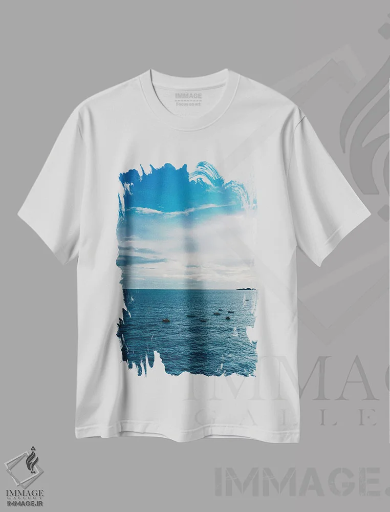 تیشرت سفید طرح دار صبح پوزیتانو یک، مدیوم اثر بثانی یانگ | فروشگاه ایماژ