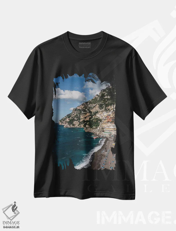 تیشرت مشکی طرح دار صبح پوزیتانو سه، مدیوم اثر بثانی یانگ | immage.ir