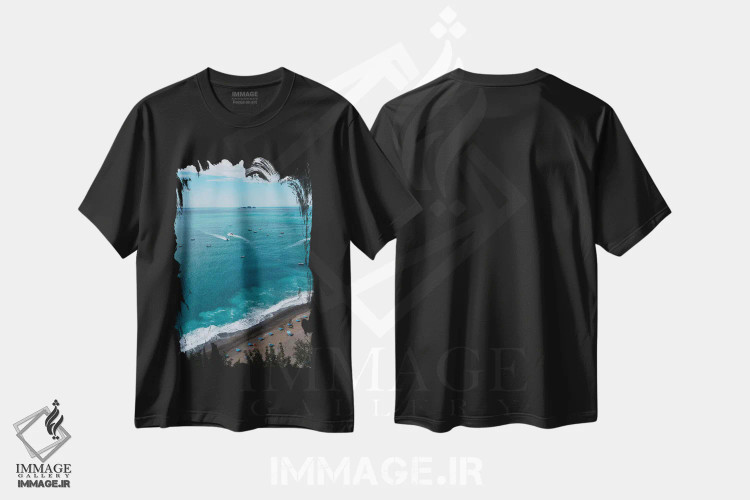 تیشرت مشکی طرح دار صبح پوزیتانو هفت، مدیوم اثر بثانی یانگ | فروشگاه ایماژ