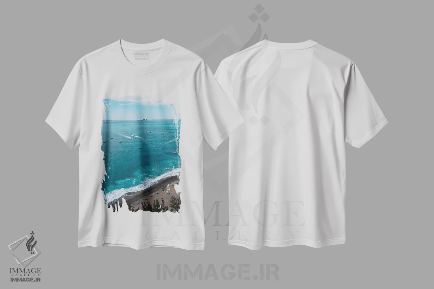 تیشرت سفید طرح دار صبح پوزیتانو هفت، مدیوم اثر بثانی یانگ | immage.ir