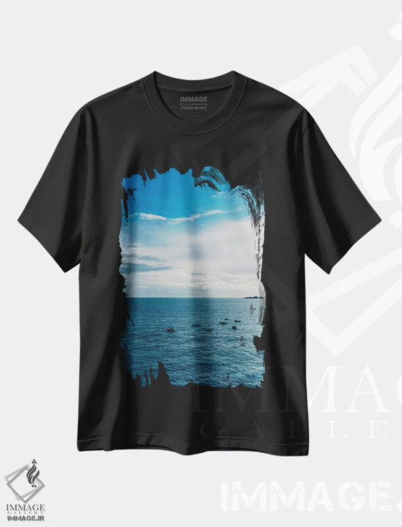 تیشرت مشکی طرح دار صبح پوزیتانو یک، مدیوم اثر بثانی یانگ | immage.ir