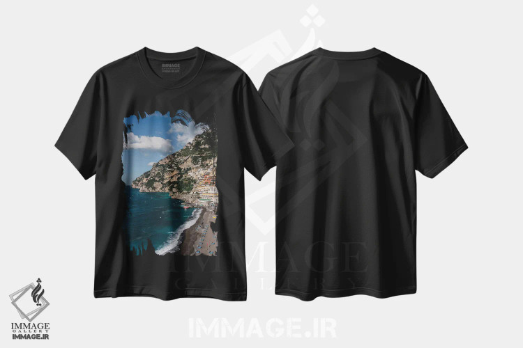 تیشرت مشکی طرح دار صبح پوزیتانو سه، مدیوم اثر بثانی یانگ | immage.ir
