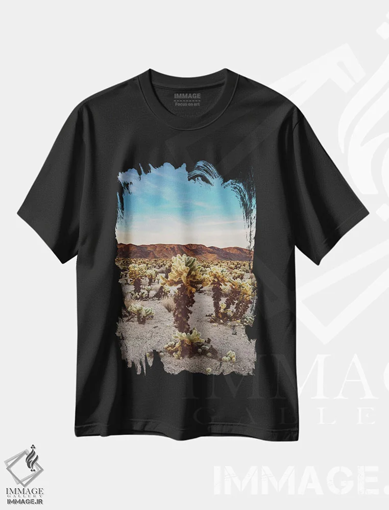 تیشرت مشکی طرح دار باغ کاکتوس چولا دو، مدیوم اثر بثانی یانگ | immage.ir