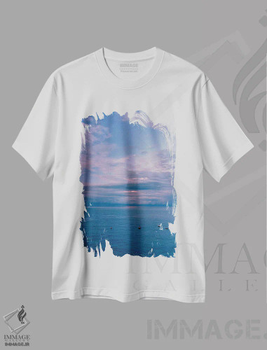 تیشرت سفید طرح دار طلوع آفتاب پوزیتانو ده، مدیوم اثر بثانی یانگ | فروشگاه ایماژ