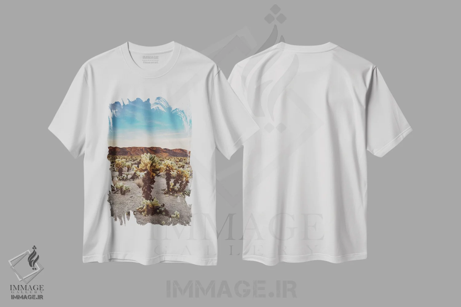 تیشرت سفید طرح دار باغ کاکتوس چولا دو، مدیوم اثر بثانی یانگ | فروشگاه ایماژ