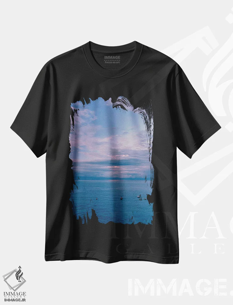 تیشرت مشکی طرح دار طلوع آفتاب پوزیتانو ده، مدیوم اثر بثانی یانگ | immage.ir