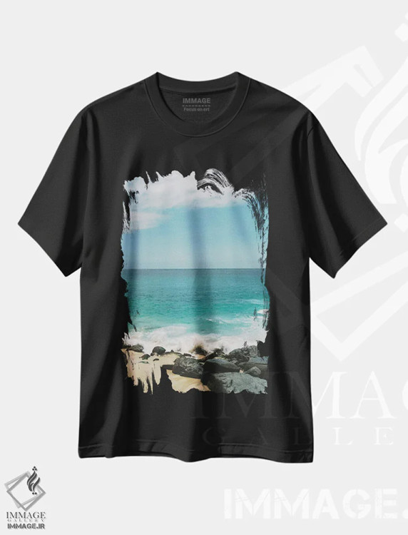 تیشرت مشکی طرح دار برخورد با من، مدیوم اثر بثانی یانگ | فروشگاه ایماژ