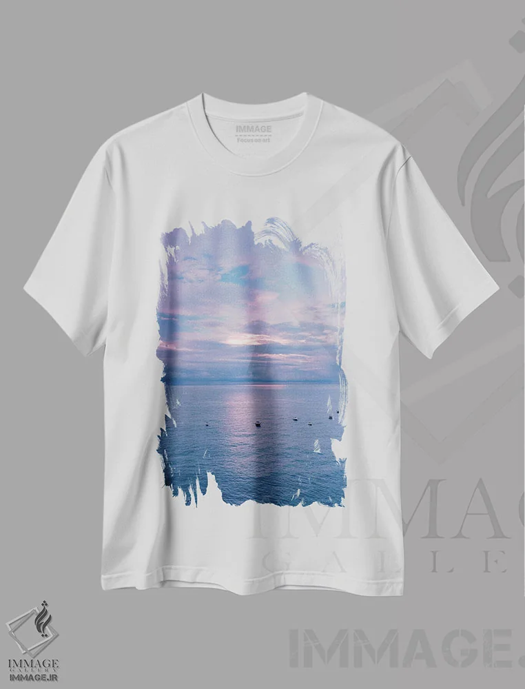تیشرت سفید طرح دار طلوع آفتاب پوزیتانو یازده، مدیوم اثر بثانی یانگ | immage.ir