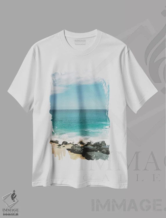 تیشرت سفید طرح دار برخورد با من، مدیوم اثر بثانی یانگ | immage.ir