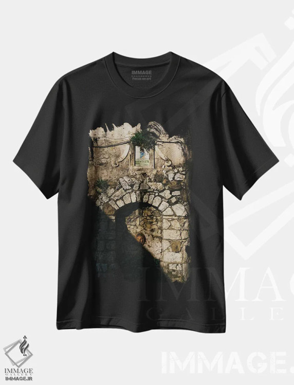 تیشرت مشکی طرح دار پوزیتانو هشت، مدیوم اثر بثانی یانگ | فروشگاه ایماژ